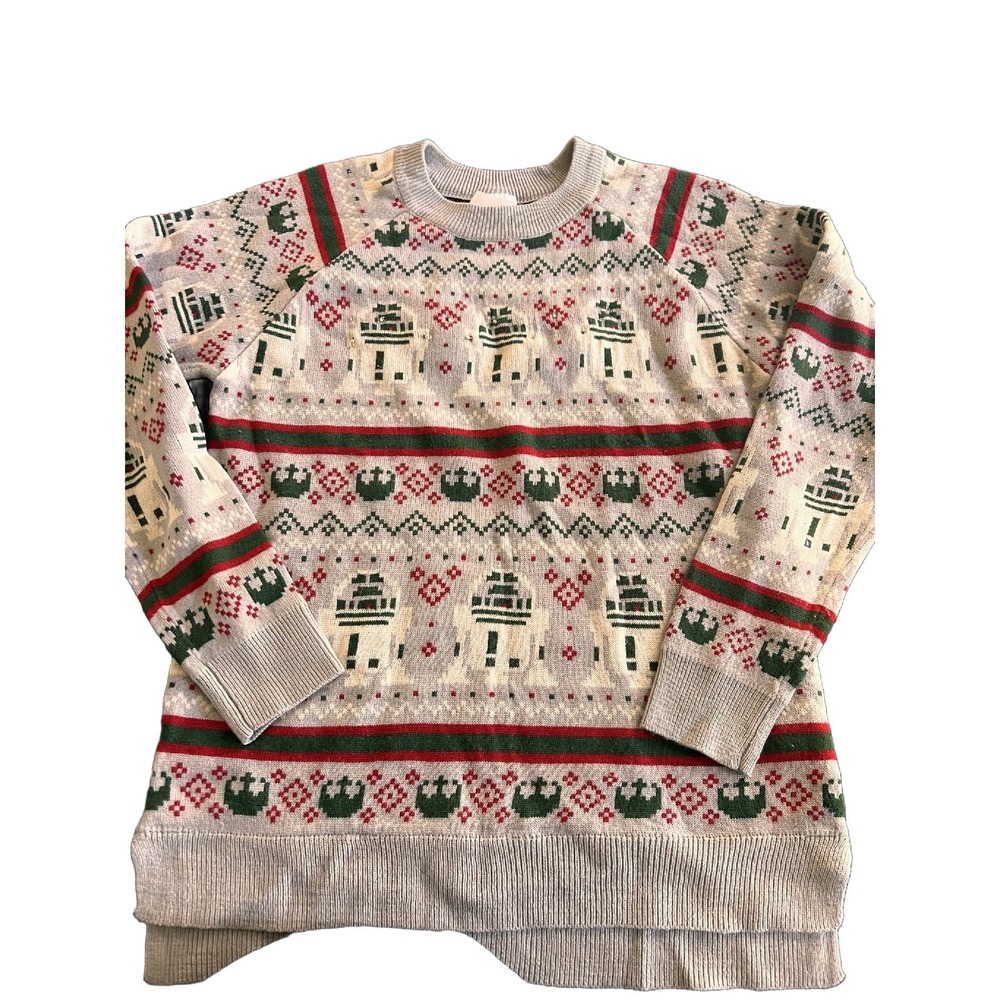 Disney R2-D2 Star Wars Christmas Fair Isle Knit Sweater Unisex Adult Size S